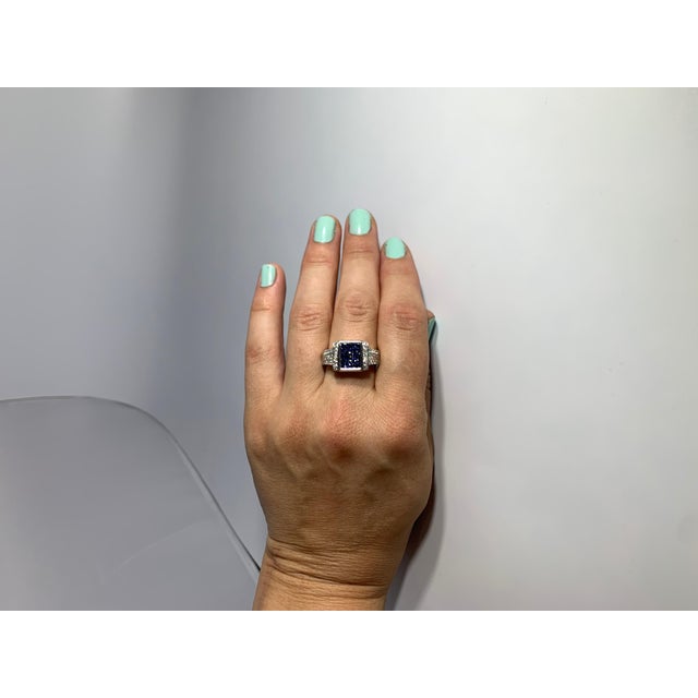 Contemporary 1.5 Carat Princess Cut Diamond & 1 Ct Blue Sapphire Flip Ring 14 K Gold, Unisex For Sale - Image 3 of 18