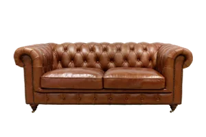 Pasargad Home Genuine Leather Chester Bay Tufted Loveseat