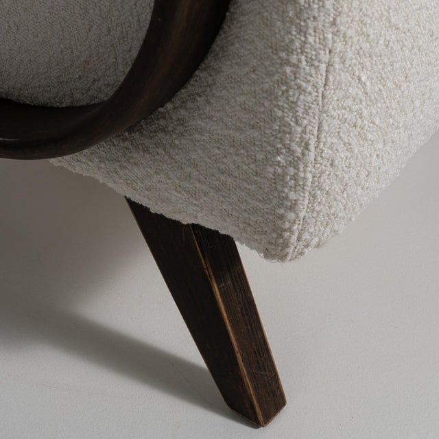 Mid 20th Century Jindřich Halabala Cream Wood Pair of Club Chairs For Sale - Image 12 of 12