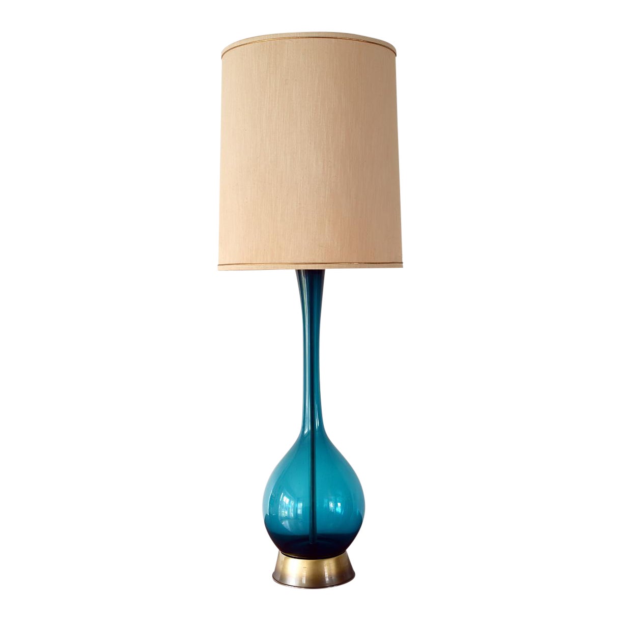 1950s Large Swedish Arthur Percy Gullaskruf Blue Glass Table Lamp