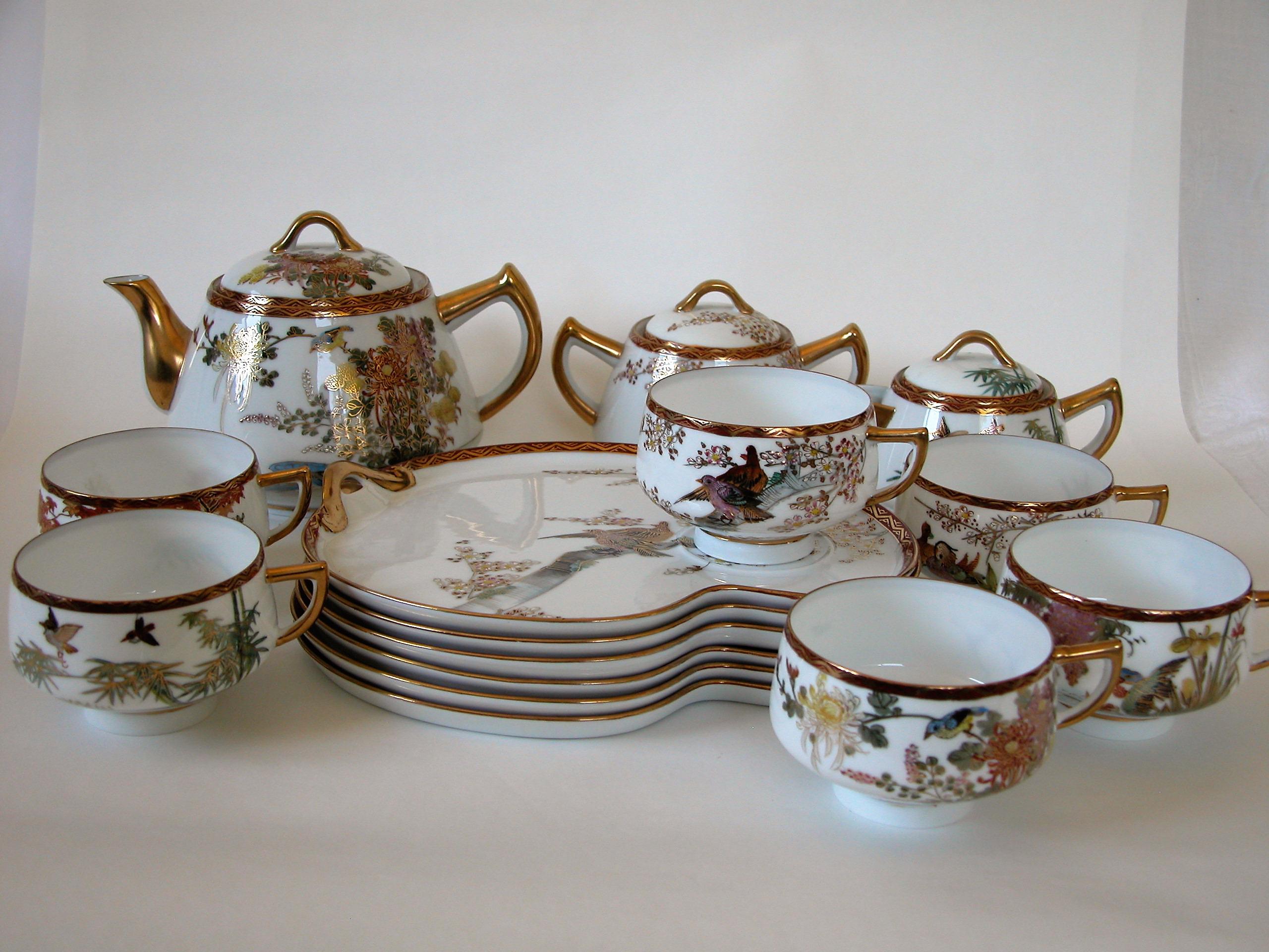 Vintage Japanese Kutani Ware Tea Set 15 Pieces Chairish