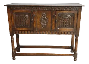 Small Carved Oak Sideboard