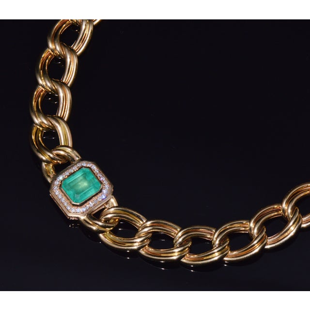 Metal Gia Certified Natural 6.91Cts Colombian Emerald & Diamond 14k Italian Gold Statement Necklace For Sale - Image 7 of 13