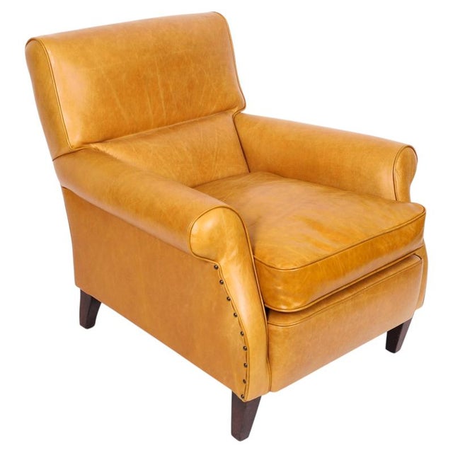 Antique English Art Deco Club Leather Chair, 1930s For Sale - Image 14 of 14