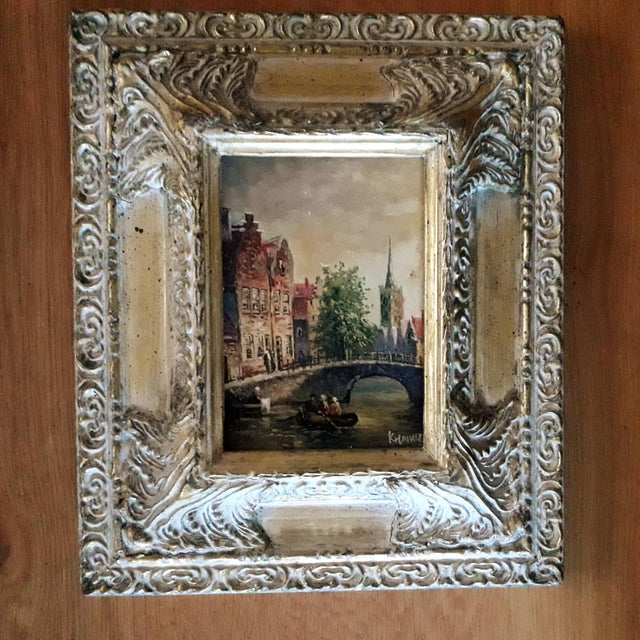 1950s Dutch Scenic Wood Panel Oil Painting With Gilt Frame Chairish