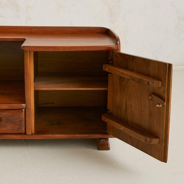 Brown Swiss Carved Elm Nightstand Attributed to Franz Xaver Sproll, 1950s For Sale - Image 8 of 11