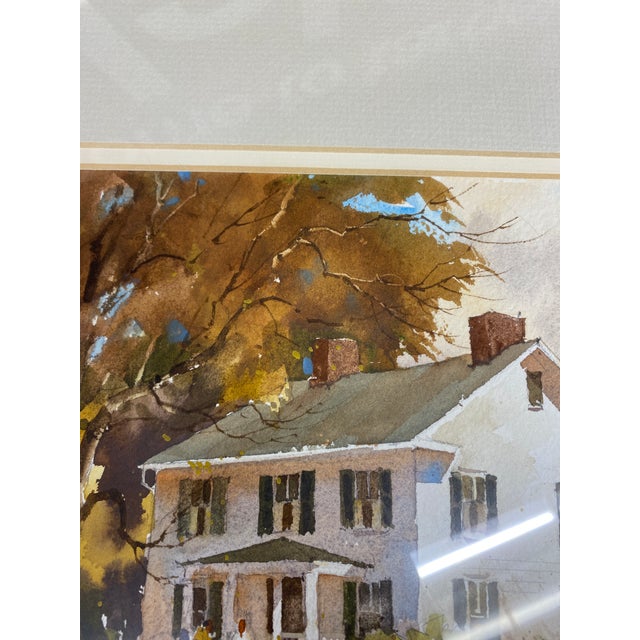 Mid 20th Century Original Watercolor Painting by Lowell Ellsworth Smith – Ohio Farmhouse Scene (Possibly Hudson, Oh) For Sale - Image 14 of 16