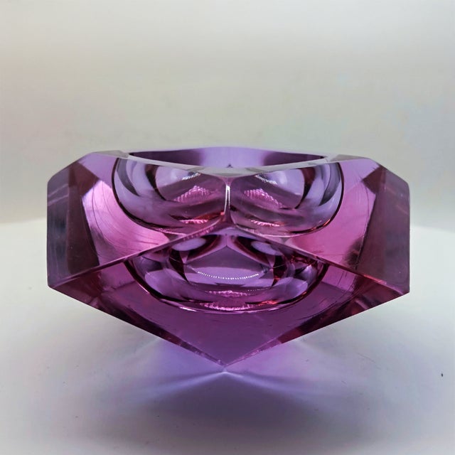 Ashtray or Catch-all in Murano Glass by Flavio Poli for Seguso. Stunning Total Purple Submerged color. 1960s, Made in...