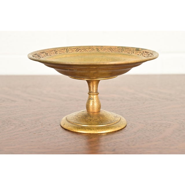 Tiffany Studios New York Bronze Doré Pedestal Bowl or Compote Dish With Bellflower Motif For Sale - Image 11 of 11