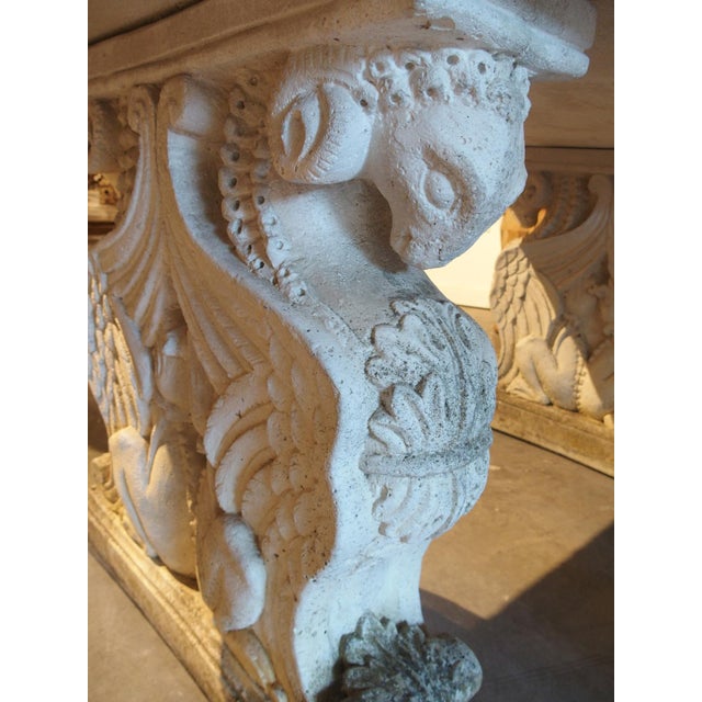 Italian Neoclassical Style Garden Table With Winged Rams Heads Decor, 1900s For Sale In Dallas - Image 6 of 18