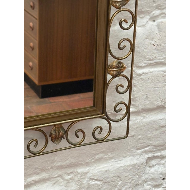 Mid-Century Modern Rectangular Mirror with Brass Frame, 1960s For Sale - Image 3 of 7