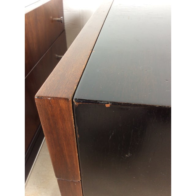 1970s Pair of Mid Century Modern Two Drawer Nightstands With Chrome Accents For Sale - Image 11 of 18