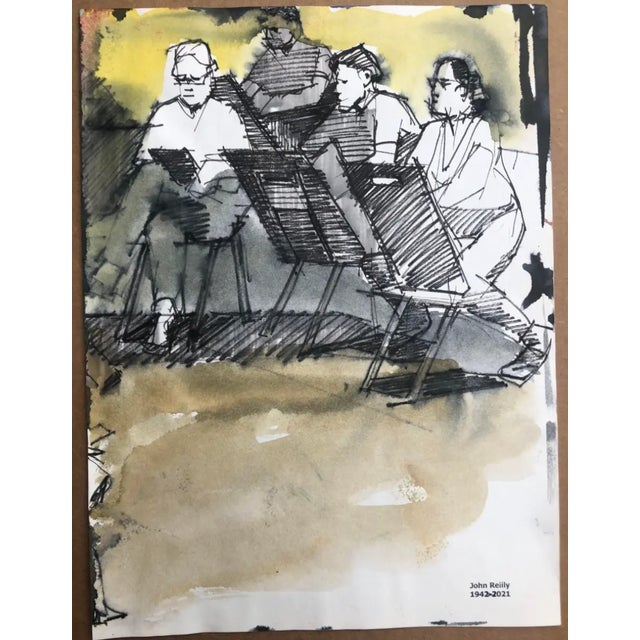 1970s marker and watercolor painting by Pennsylvania artist John Reilly (1942-2021) depicting a posing female nude in a...