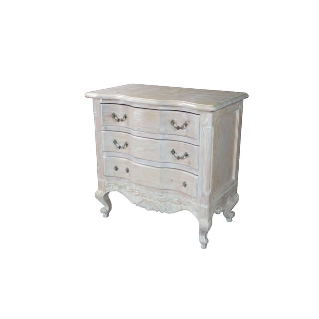 French Provincial Vintage French Provincial Bleached Oak 3-Drawer Chest Nightstand Commode Dresser For Sale - Image 3 of 18