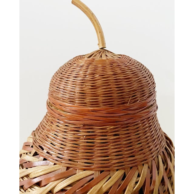 1970s Pear Ceramic Vessel Wrapped in Hand Woven Wicker For Sale In Philadelphia - Image 6 of 10
