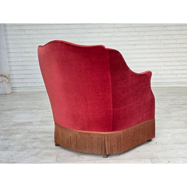 Danish Armchair in Velour with Ash Legs, 1960s For Sale - Image 14 of 18