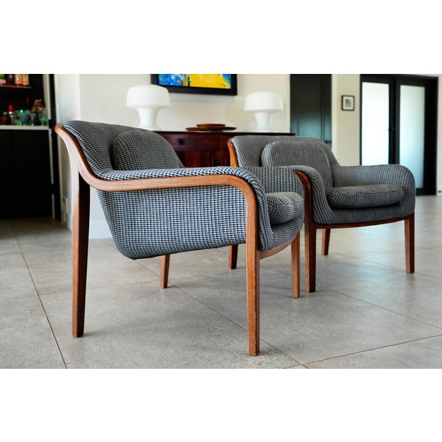 1970s Pair of Bill Stephens Knoll Model 1315 Lounge Chairs | Newly Upholstered in Rare Nos Vintage Knoll Kampala Fabric For Sale - Image 5 of 14