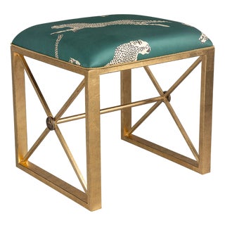Scalamandre Maison by Port 68 Medallion Gold with Leaping Cheetah Evergreen Single Bench For Sale