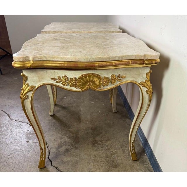 Pair of Giltwood & Painted Marble-Top Side Tables With Drawers For Sale In Los Angeles - Image 6 of 13