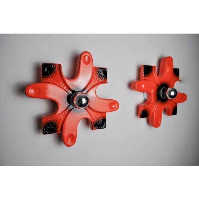 Hollywood Regency Puzzle Sconces in Red Ceramic from Hustadt Leuchten, Germany, 1960s, Set of 2 For Sale - Image 3 of 8