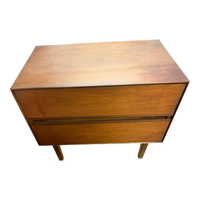 Mid Century Walnut Rosewood Nightstand Stanley For Sale