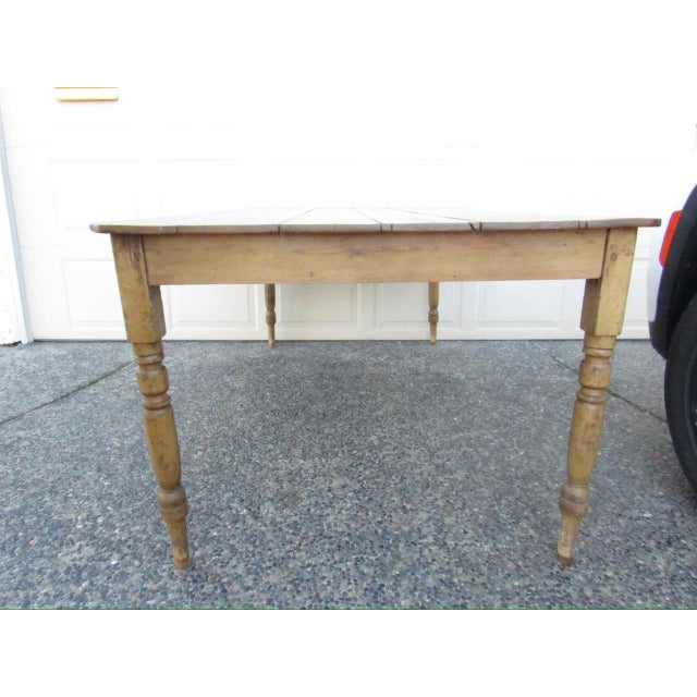 Antique English Rustic Pine Farm Table For Sale - Image 11 of 18