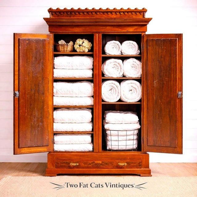 Antique 1870s Eastlake Victorian Knockdown | Walnut W/ Burl | Wardrobe Armoire | With Key For Sale - Image 4 of 16