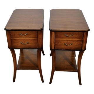 1940s Shaw Decorating Corp English Regency Satinwood Pair Side Tables End Tables For Sale