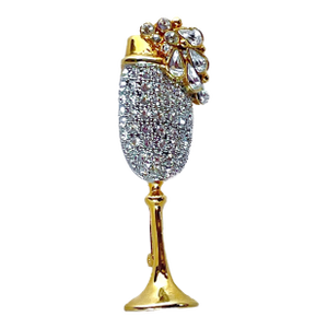Vintage Rhinestone Goblet Brooch Pin