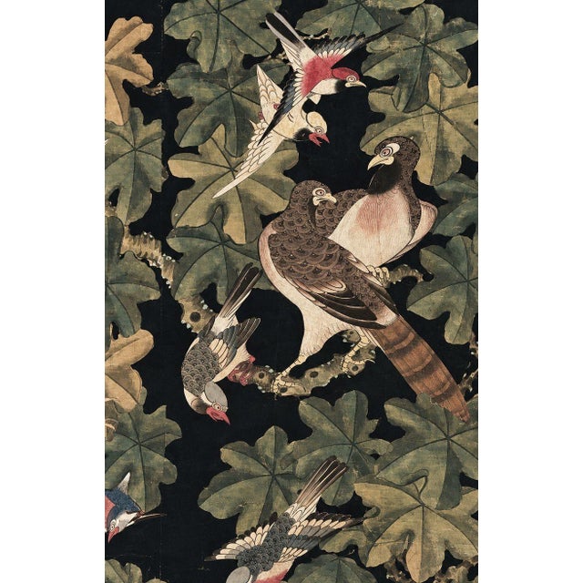 Oversized 19th C. Chinese Handpainted Hundred Birds Paying Homage to the Phoenix For Sale - Image 9 of 13