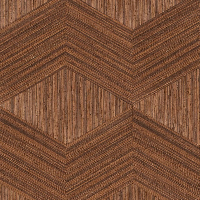 Schumacher Schumacher Chevron Inlay Wallpaper in Walnut For Sale - Image 4 of 5