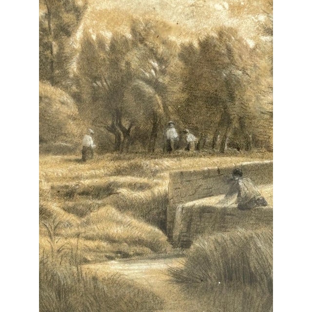 Émile François Michel, Figures by the Water, 1800s, Paper For Sale - Image 6 of 13