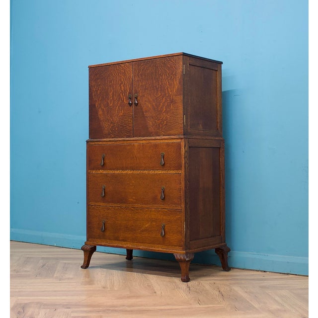 Art Deco Oak Linen Cabinet Chest, 1930s For Sale - Image 4 of 10
