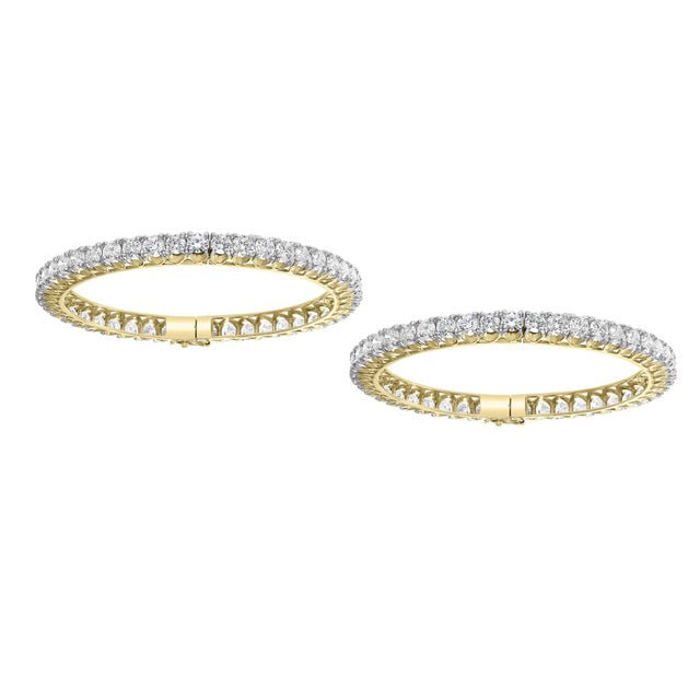 30 Pointer Each, 14 Ct Single Line Eternity 18 Kt Gold & Diamond Bangle, Single For Sale - Image 4 of 18
