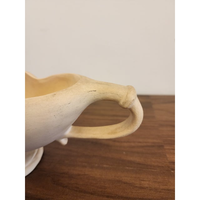 English Rare Fulham Pottery Sculptural Bowl, Hand-Signed Adler Ware, Spry-Era English Art Pottery Centrepiece, Unglazed Cream Vessel For Sale - Image 3 of 8