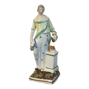 Antique Early 19th Century Georgian Staffordshire Pearlware Figure of Hygieia, Greek Goddess of Good Health