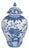 Hand-Painted Blue & White Ceramic Decorative Jar With Lid For Sale