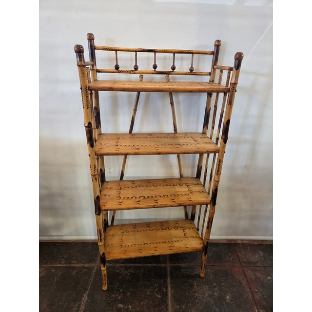 Burnt Bamboo Ball Finals 4 Shelf Etagere Victorian Bookcase For Sale - Image 9 of 9