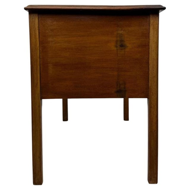 Early 20th Century English Mahogany Writing Table with Leather Top For Sale - Image 6 of 12