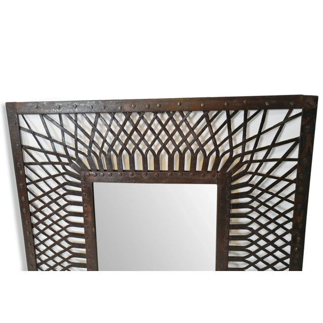 Farmhouse Vintage Industrial Iron Weave Work Wall Mirror For Sale - Image 3 of 4