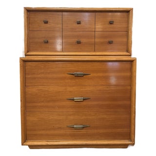 1970s Mid Century Modern Highchest of Drawers For Sale
