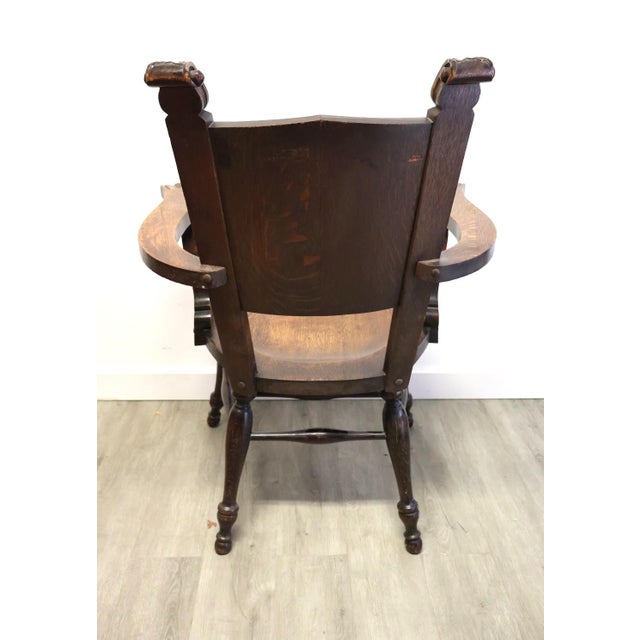 Antique Jacobean Revival Carved Oak Heraldic Armchair, Circa 1900 For Sale - Image 9 of 11