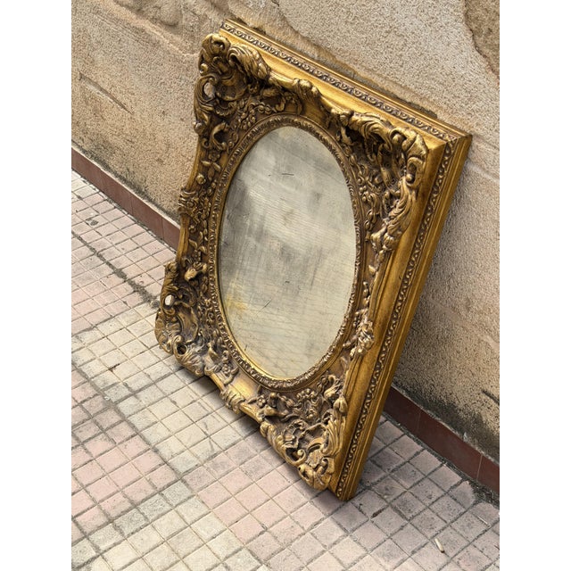 Vintage Louis XV Style Gold Leaf Wall Mirror, 1940s For Sale - Image 4 of 5