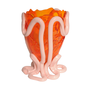 Clear Orange and Pastel Pink Indian Summer Vase by Gaetano Pesce for Fish Design