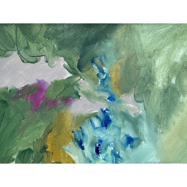 Wonderful abstract in Fall colors, on heavy cotton paper with deckled edge, signed on recto, framed under glass (not...