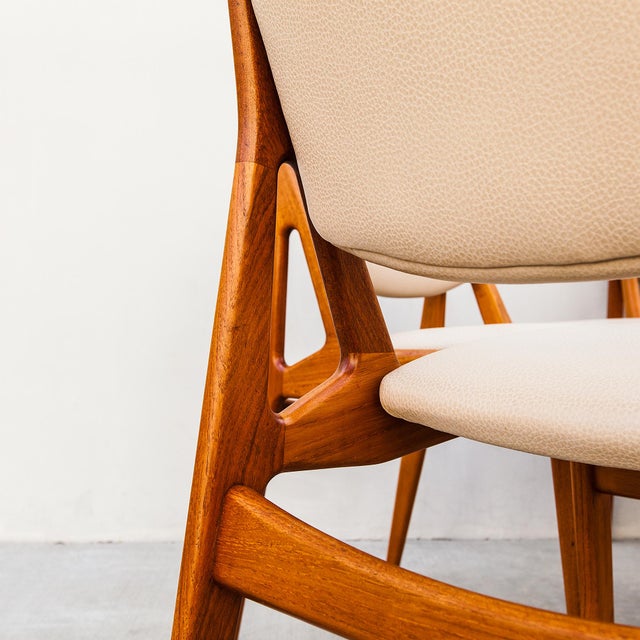1960s Restored Arne Vodder Ella Dining Chairs in Teak & Edelman Leather, Danish Mid Century Modern For Sale - Image 9 of 14