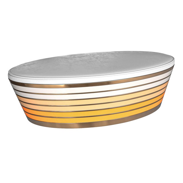 Art Deco "Coraggioso" Ottoman With Stainless Steel and Bronze, Handmade For Sale - Image 3 of 6