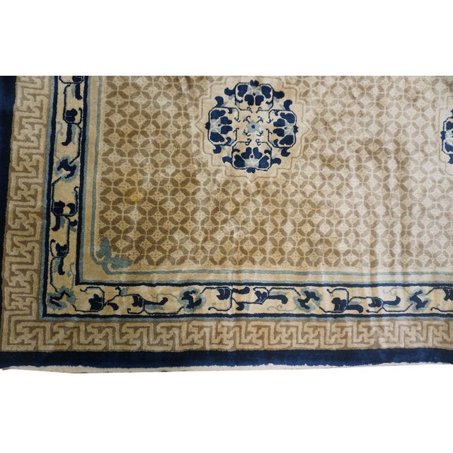 1920s Traditional Antique Beige Chinese Animal Geometric Knotted Gallery Rug For Sale In New York - Image 6 of 8