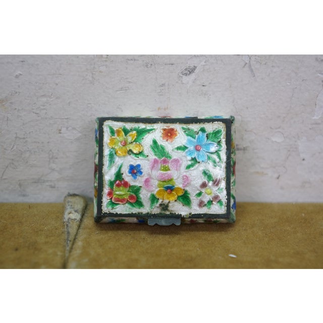 11 Vintage Enameled Cloisonne Trinket Keepsake Pill Match Boxes For Sale - Image 12 of 17