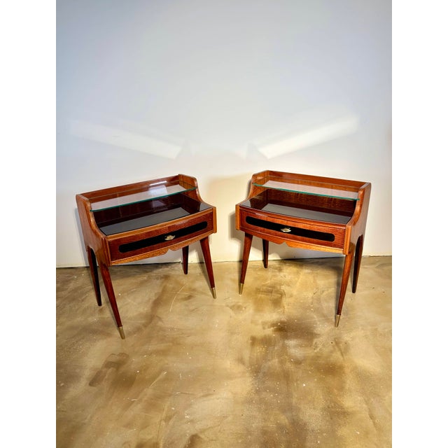 Wood Bedside Tables in the style of Paolo Buffa, Milan, Italy, 1960, Set of 2 For Sale - Image 7 of 17